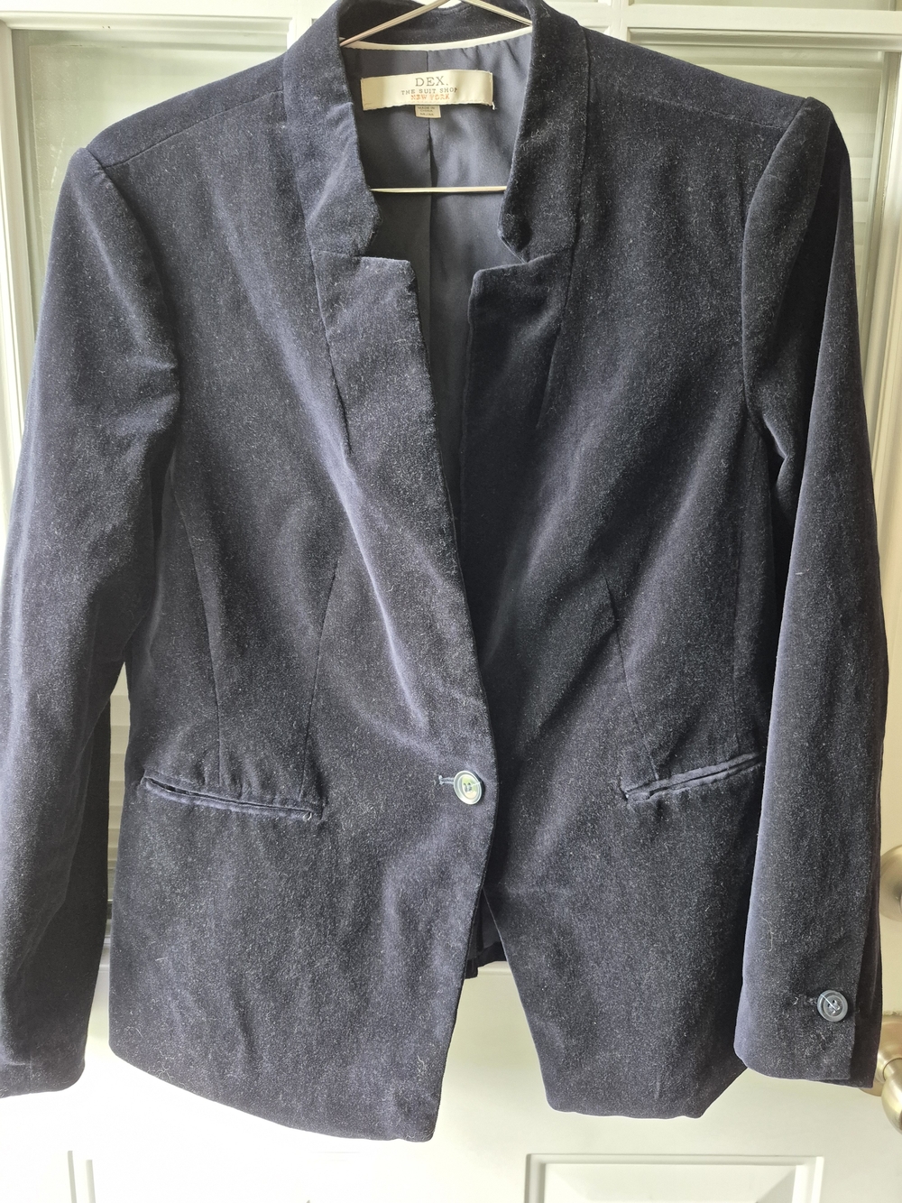 Dex New York Dark Navy Velvet Single-Button Blazer